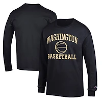 Men's Champion Black Washington Huskies Basketball Icon Long Sleeve T-Shirt
