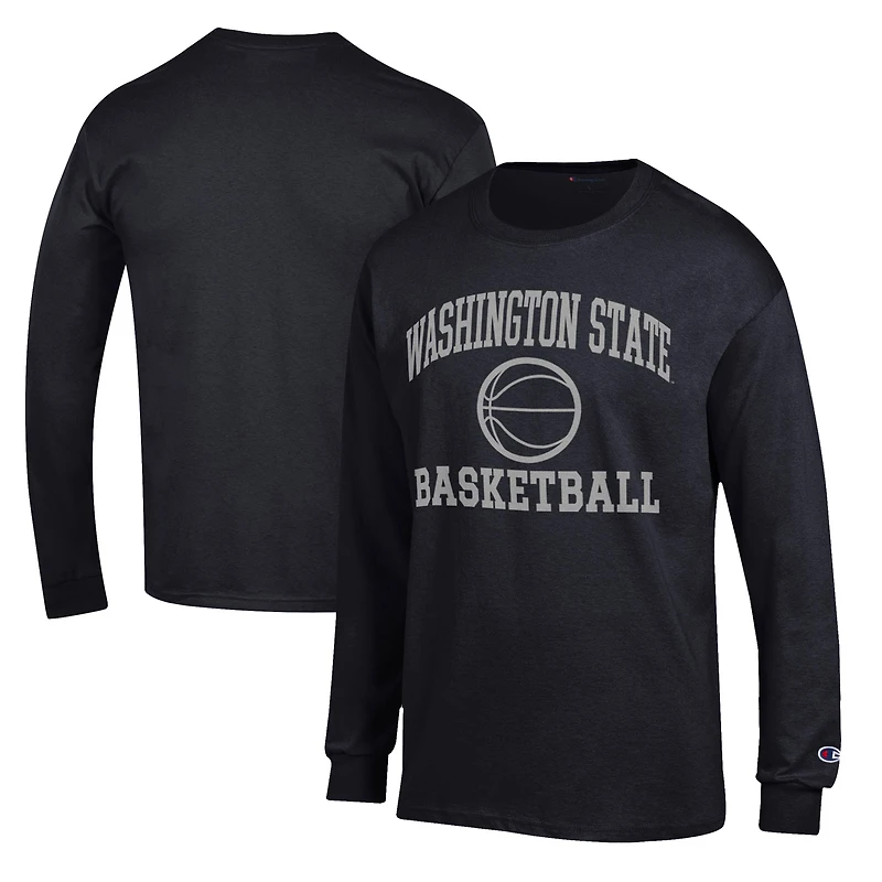 Men's Champion Black Washington State Cougars Basketball Icon Long Sleeve T-Shirt