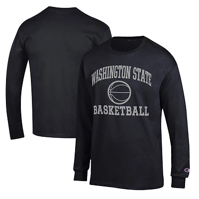 Men's Champion Black Washington State Cougars Basketball Icon Long Sleeve T-Shirt