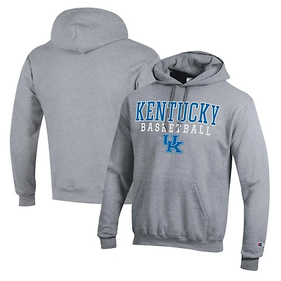 Men's Champion Heather Gray Kentucky Wildcats Basketball Stack Pullover Hoodie