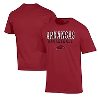 Men's Champion Cardinal Arkansas Razorbacks Basketball Stack T-Shirt