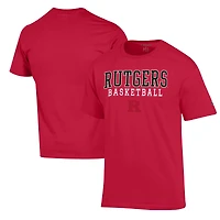 Men's Champion Scarlet Rutgers Scarlet Knights Basketball Stack T-Shirt