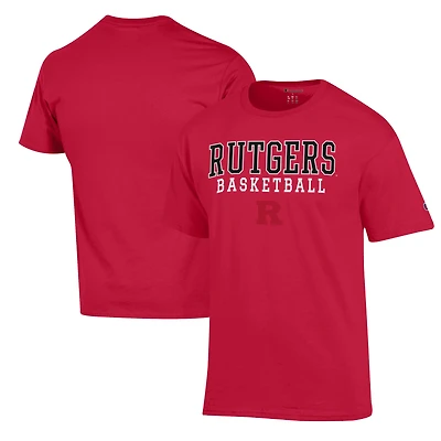 Men's Champion Scarlet Rutgers Scarlet Knights Basketball Stack T-Shirt
