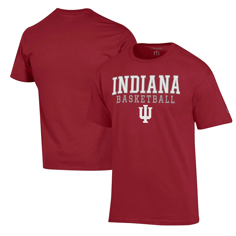 Men's Champion Crimson Indiana Hoosiers Basketball Stack T-Shirt