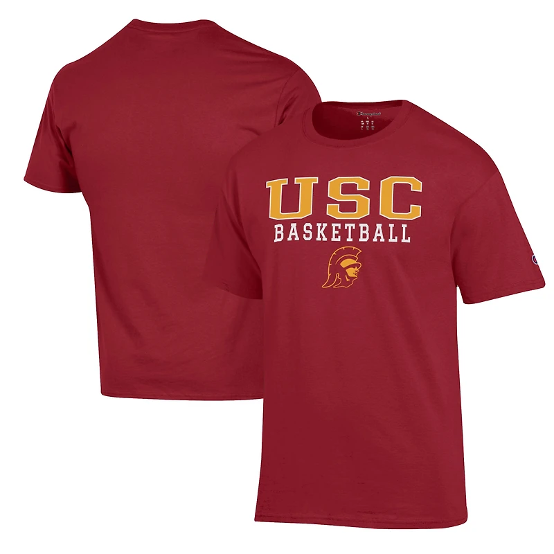 Men's Champion Cardinal USC Trojans Basketball Stack T-Shirt