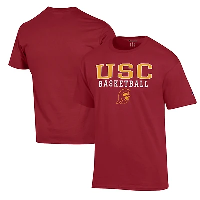 Men's Champion Cardinal USC Trojans Basketball Stack T-Shirt