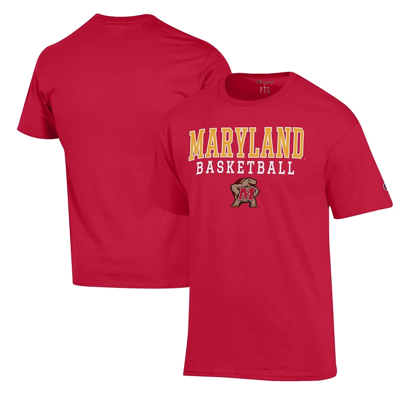 Men's Champion Red Maryland Terrapins Basketball Stack T-Shirt