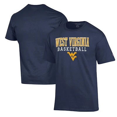 Men's Champion Navy West Virginia Mountaineers Basketball Stack T-Shirt