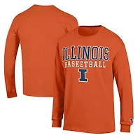 Men's Champion Orange Illinois Fighting Illini Basketball Stack Long Sleeve T-Shirt