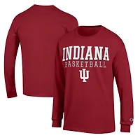 Men's Champion Crimson Indiana Hoosiers Basketball Stack Long Sleeve T-Shirt