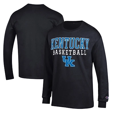 Men's Champion Black Kentucky Wildcats Basketball Stack Long Sleeve T-Shirt
