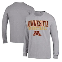 Men's Champion Heather Gray Minnesota Golden Gophers Basketball Stack Long Sleeve T-Shirt