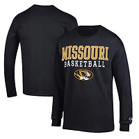 Men's Champion Black Missouri Tigers Basketball Stack Long Sleeve T-Shirt