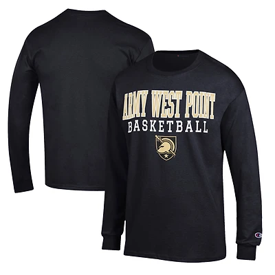 Men's Champion Black Army Black Knights Basketball Stack Long Sleeve T-Shirt
