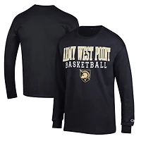 Men's Champion Black Army Black Knights Basketball Stack Long Sleeve T-Shirt