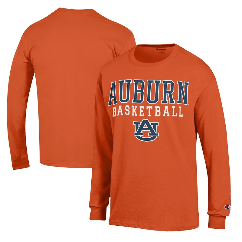 Men's Champion Orange Auburn Tigers Basketball Stack Long Sleeve T-Shirt