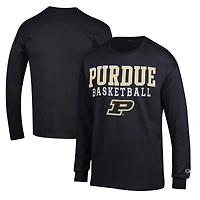 Men's Champion Black Purdue Boilermakers Basketball Stack Long Sleeve T-Shirt