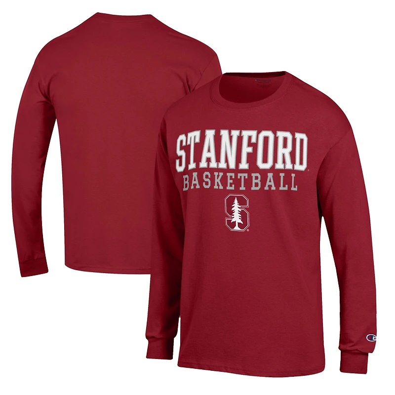 Men's Champion Cardinal Stanford Cardinal Basketball Stack Long Sleeve T-Shirt