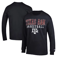 Men's Champion Black Texas A&M Aggies Basketball Stack Long Sleeve T-Shirt