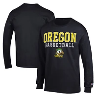 Men's Champion Black Oregon Ducks Basketball Stack Long Sleeve T-Shirt