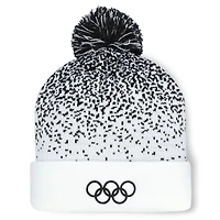 Men's Fanatics White/Black Olympic Games Snowfall Cuffed Knit Hat with Pom