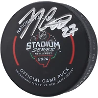 Noah Cates Philadelphia Flyers Autographed 2024 Stadium Series Official Game Puck