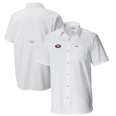 Men's Columbia White San Francisco 49ers Slack Tide Omni-Wick Button-Up Camp Shirt