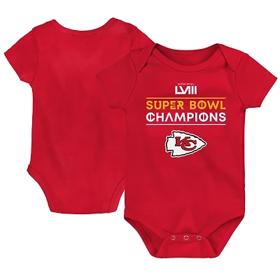 Infant Red Kansas City Chiefs Super Bowl LVIII Champions Stack Bodysuit