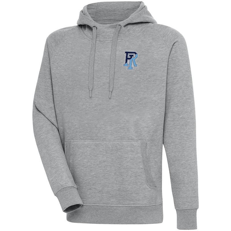 Men's Antigua Heather Gray Rhode Island Rams Victory Pullover Hoodie