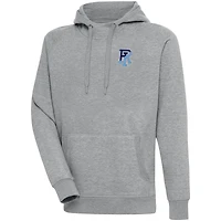 Men's Antigua Heather Gray Rhode Island Rams Victory Pullover Hoodie