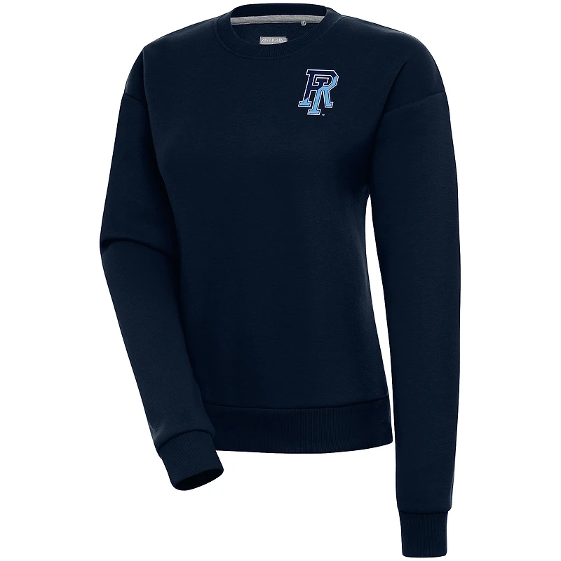 Women's Antigua  Navy Rhode Island Rams Victory Crewneck Pullover Sweatshirt