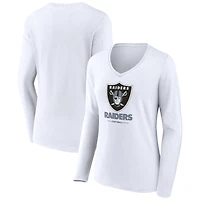 Women's White Las Vegas Raiders Team Lockup Long Sleeve V-Neck T-Shirt