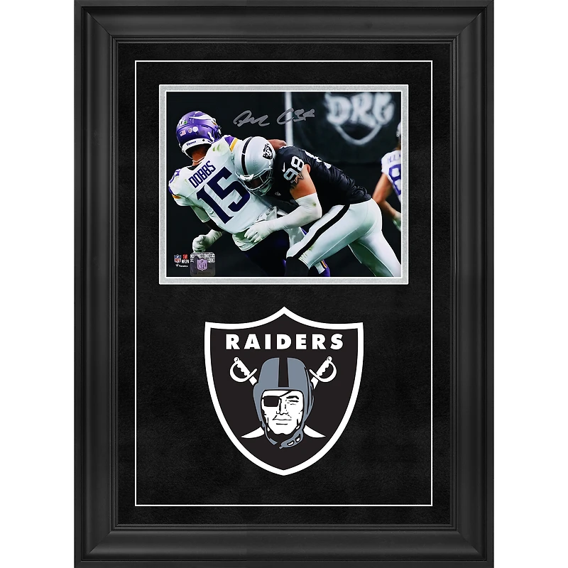 Maxx Crosby Las Vegas Raiders Autographed Deluxe Framed 8" x 10" Sacking the Quarterback Photograph