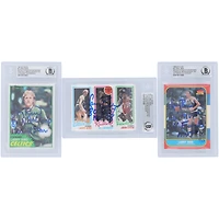 Larry Bird Boston Celtics Autographed 1981-82, 1980-81,1986-87 Topps Fleer Set #4,94,9 #1/33 Beckett Fanatics Witnessed Authenticated 3 Card Set with Multiple Inscriptions