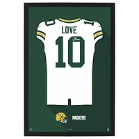 Jordan Love Green Bay Packers Away Jersey Framed Art Print