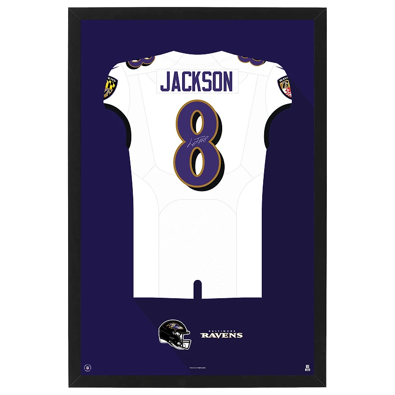 Lamar Jackson Baltimore Ravens Away Jersey Framed Art Print