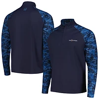 Men's FootJoy Navy THE PLAYERS Camo Color Block Raglan Midlayer Quarter-Zip Top