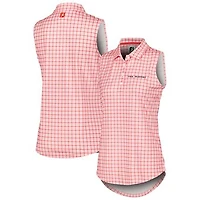 Women's FootJoy Pink THE PLAYERS Gingham Sleeveless Polo