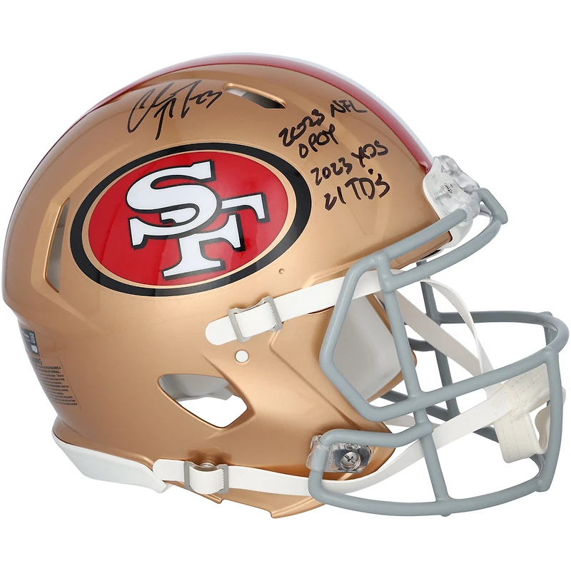 Christian McCaffrey San Francisco 49ers Autographed Riddell Speed Authentic Helmet with Multiple Inscriptions - Limited Edition #1/1