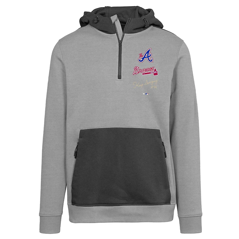 Men's Levelwear Gray Atlanta Braves City Connect Chicane Baseline Quarter-Zip Hoodie