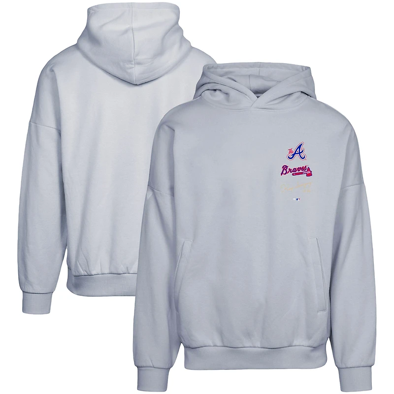 Men's Levelwear Gray Atlanta Braves City Connect Contact Baseline Pullover Hoodie