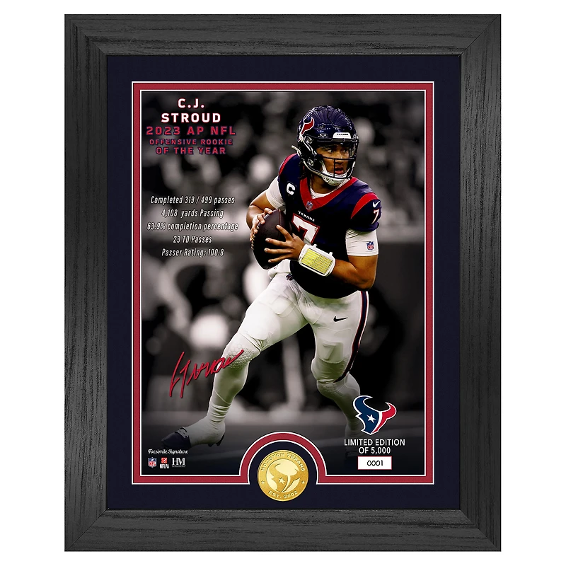 Highland Mint CJ Stroud Houston Texans 13" x 16" 2023 NFL Rookie of the Year Bronze Coin Photo Mint