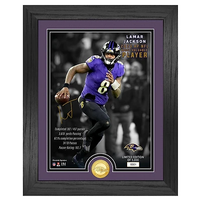 Highland Mint Lamar Jackson Baltimore Ravens 13" x 16" 2023 NFL MVP Bronze Coin Photo Mint