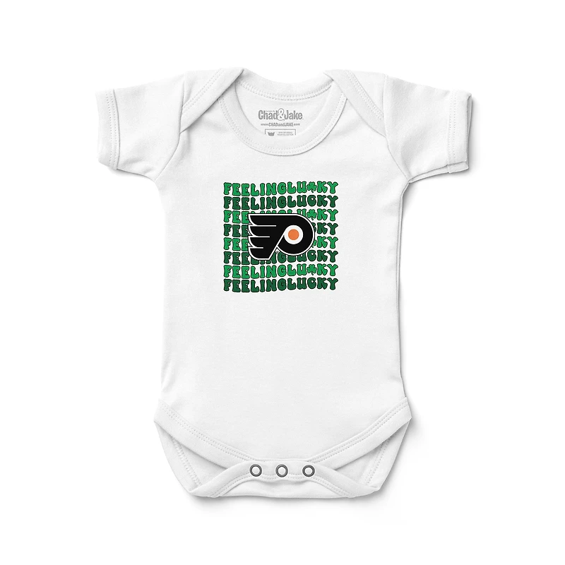 Newborn Chad & Jake White Philadelphia Flyers Feeling Lucky Bodysuit