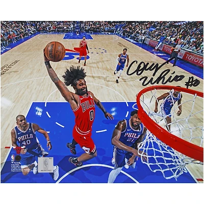 Coby White Chicago Bulls Autographed 8" x 10" Dunk vs. Philadelphia 76ers Photograph