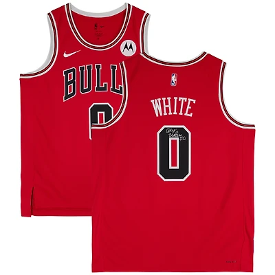 Coby White Chicago Bulls Autographed Red Nike Icon Edition Swingman Jersey