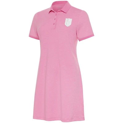 Women's Antigua Pink Vegas Golden Knights White Logo Play Through Polo Dress