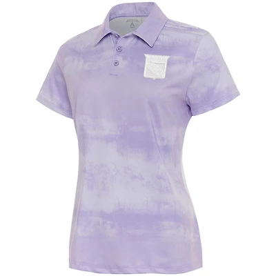 Women's Antigua Heather Purple New York Rangers White Logo Render Polo