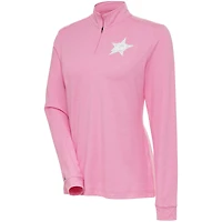 Women's Antigua Pink Dallas Stars White Logo Mentor Quarter-Zip Jacket