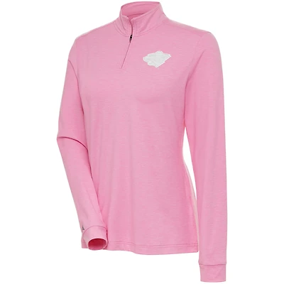 Women's Antigua Pink Minnesota Wild White Logo Mentor Quarter-Zip Jacket